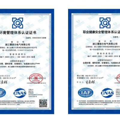 雷諾爾電氣順利通過(guò)ISO14001和ISO45001環(huán)境、安全管理體系認(rèn)證
